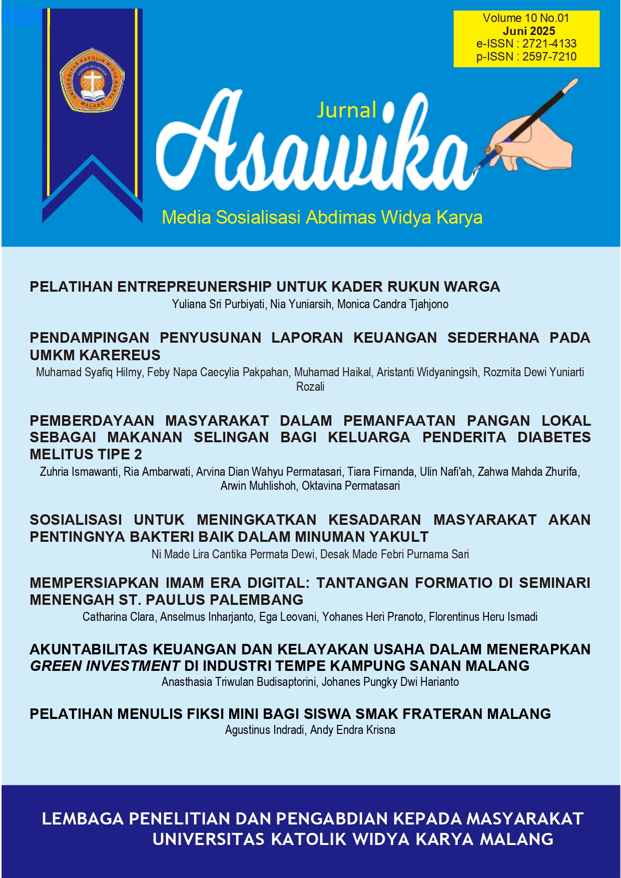 					View Vol. 10 No. 1 (2025): Juni : Asawika
				